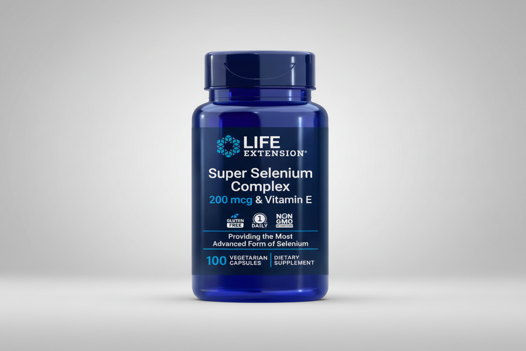 Life Extension Super Selenium Complex supplement bottle on a white background