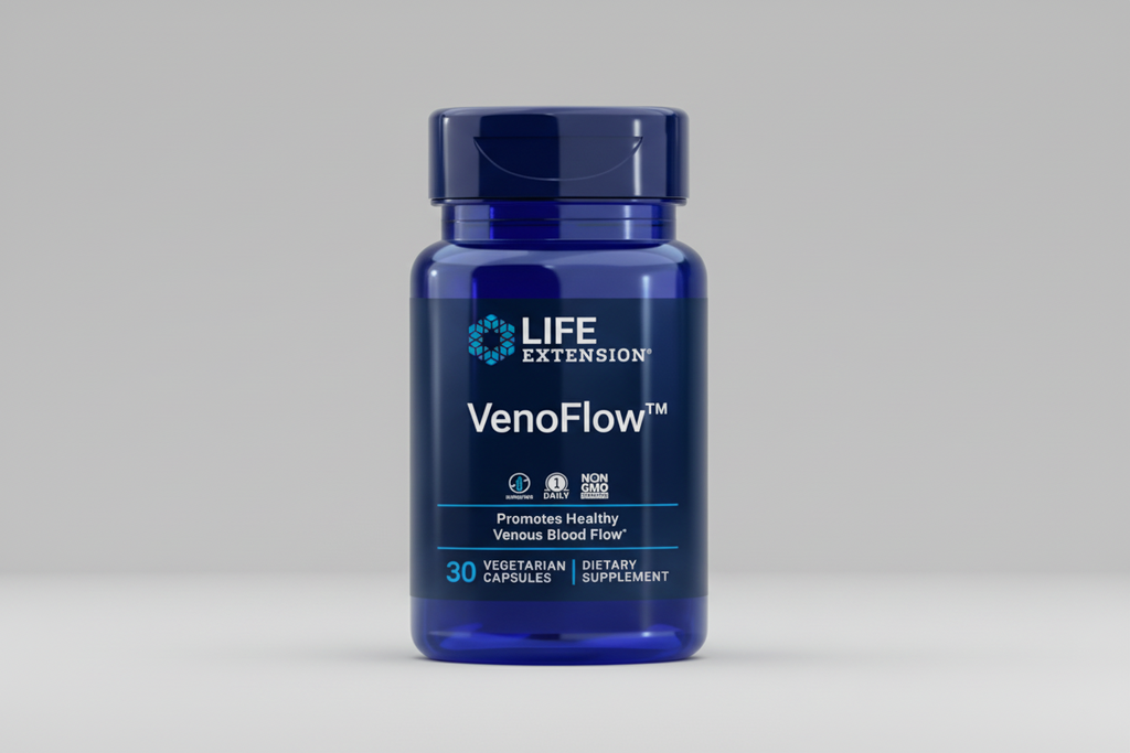 Life Extension VenoFlow supplement bottle on a white background
