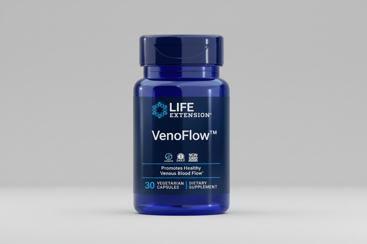 Life Extension VenoFlow supplement bottle on a white background
