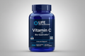 Blue supplement bottle labeled 'Life Extension Vitamin C and Bio-Quercetin' on a white background