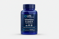 Blue bottle of Life Extension Vitamins D and K with Sea-Iodine on a white background