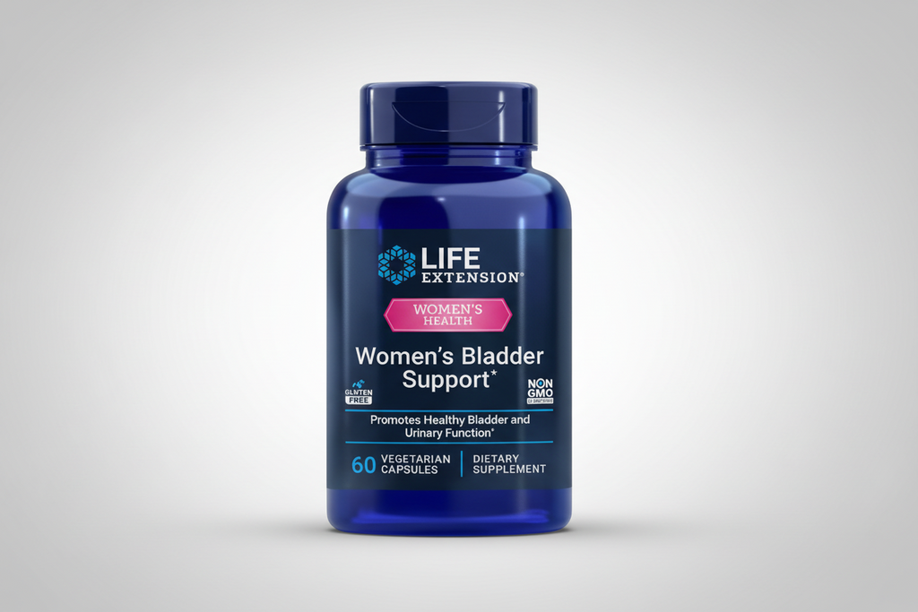 Life Extension Women's Bladder Support dietary supplement bottle on a white background