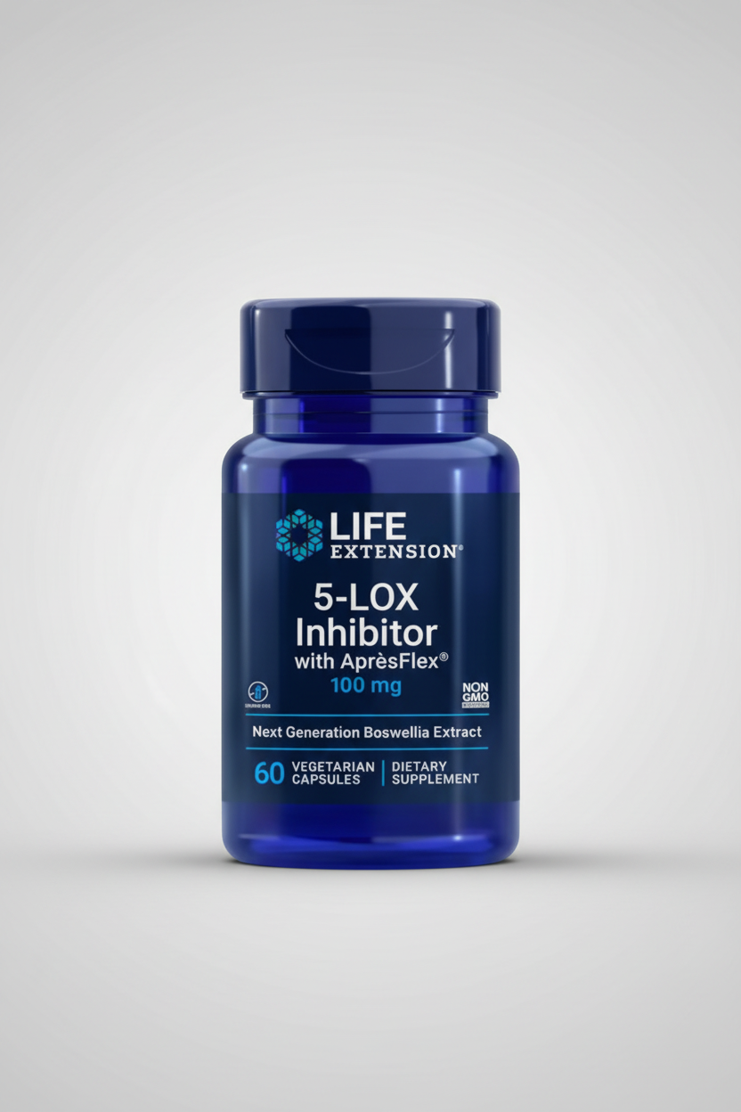 Life Extension 5-LOX Inhibitor dietary supplement bottle on a white background
