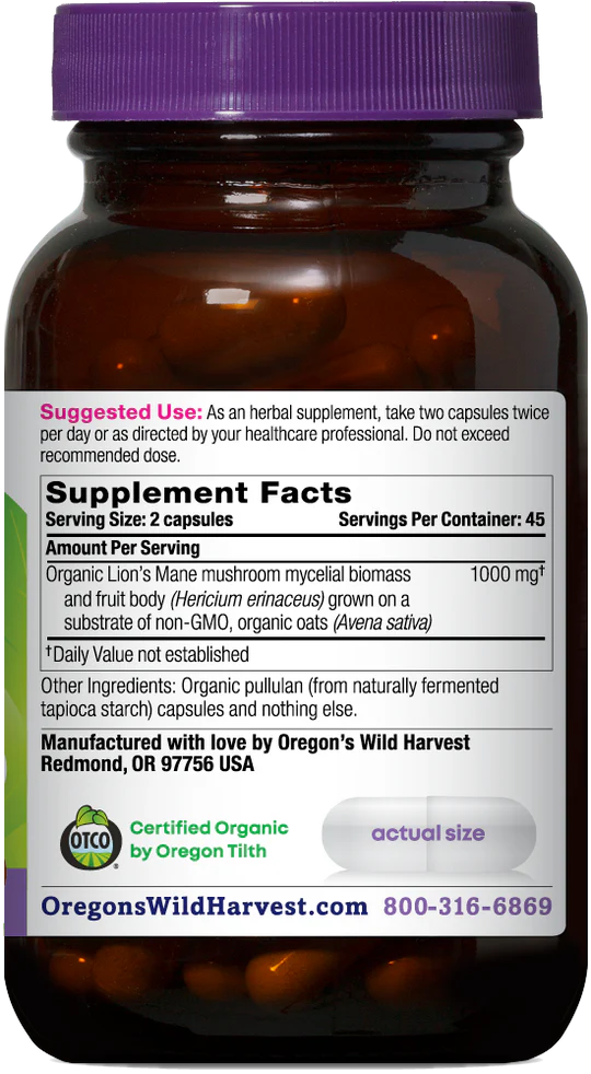 Oregon's Wild Harvest Lion's Mane 90 Capsules
