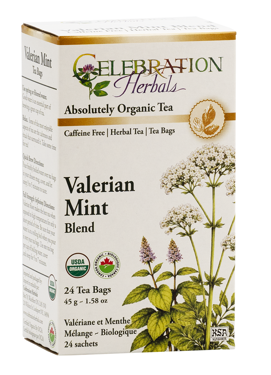 Celebration Herbals Organic Valerian Mint Blend Tea – 24 Tea Bags