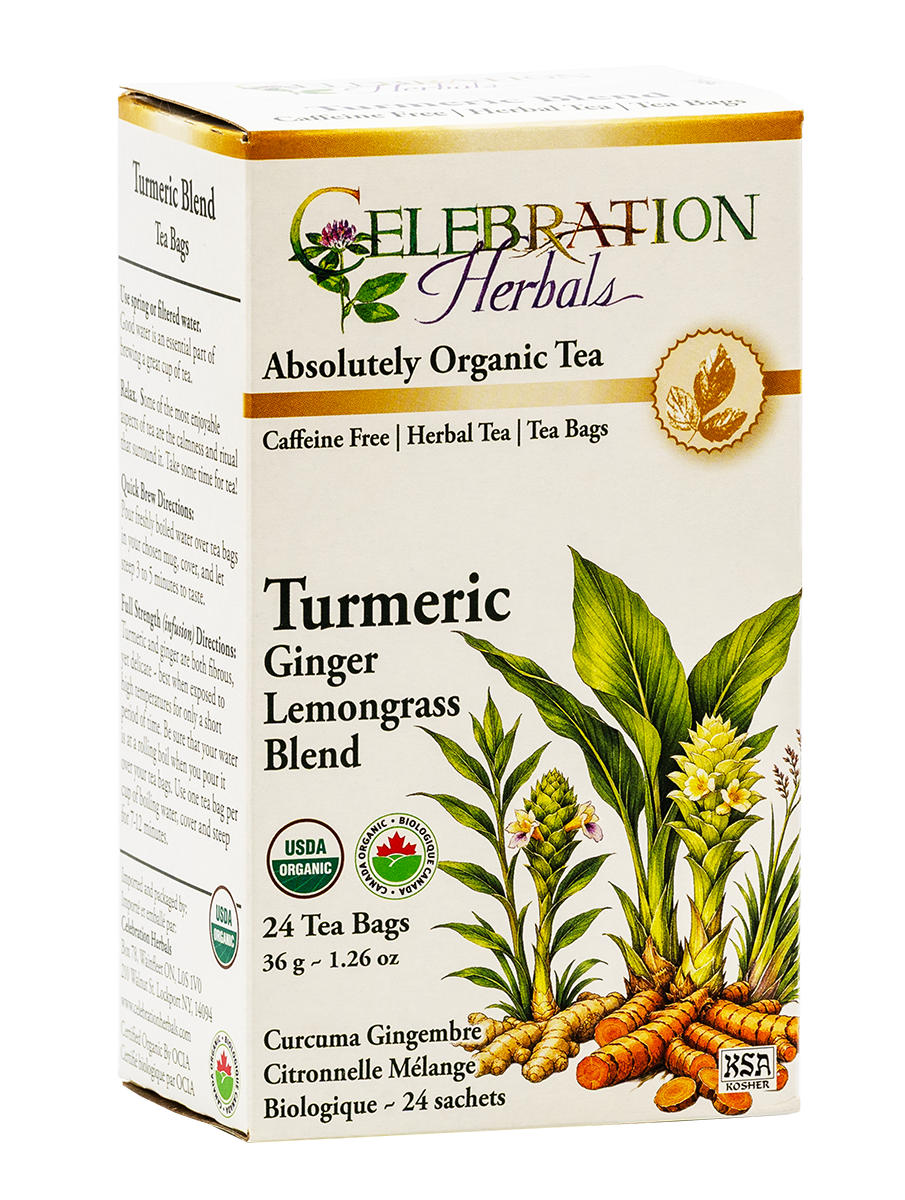 Celebration Herbals Organic Turmeric Ginger Lemongrass Blend Tea – 24 Tea Bags