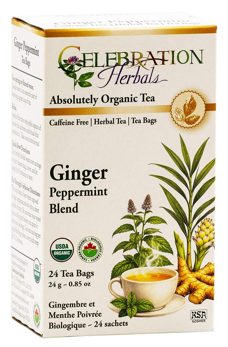 Celebration Herbals Organic Ginger Peppermint Blend Tea – 24 Tea Bags