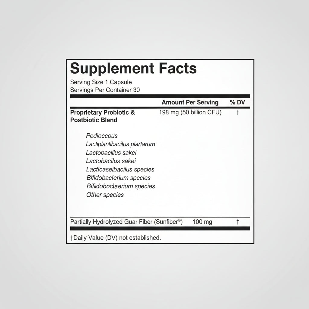 Supplement facts label with a blue geometric pattern