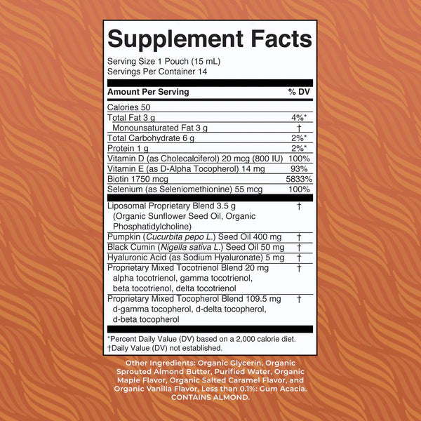 Supplement facts label on an orange background