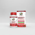 Mary Ruth's Immunity Gummies supplement bottle and packaging on a white background