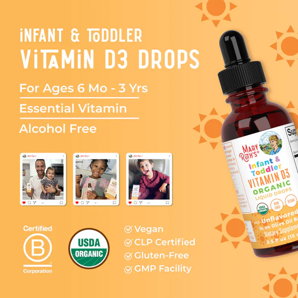 MaryRuth's Organic Infant & Toddler Vitamin D3 Liquid Drops 0.5 fl oz