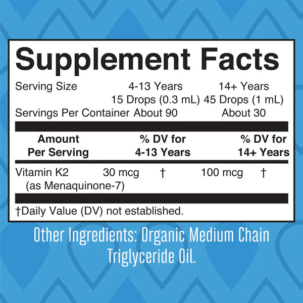 Supplement facts label with blue geometric pattern