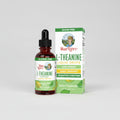 Mary Ruth's L-Theanine liquid drops with bottle and packaging on a white background