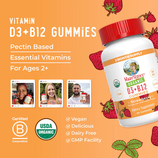 MaryRuth's Organic D3+B12 Gummies 60 ct