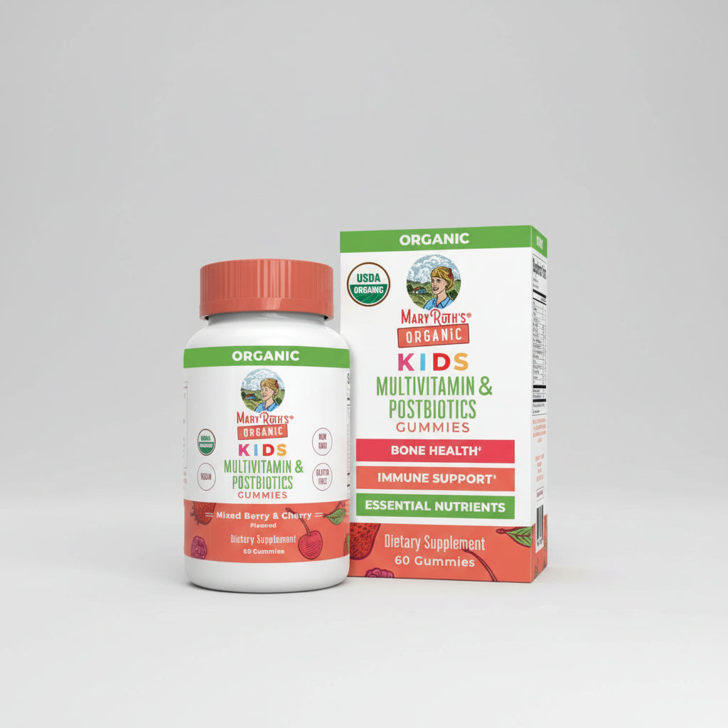 Mary Ruth's Organic Kids Multivitamin & Postbiotics Gummies packaging