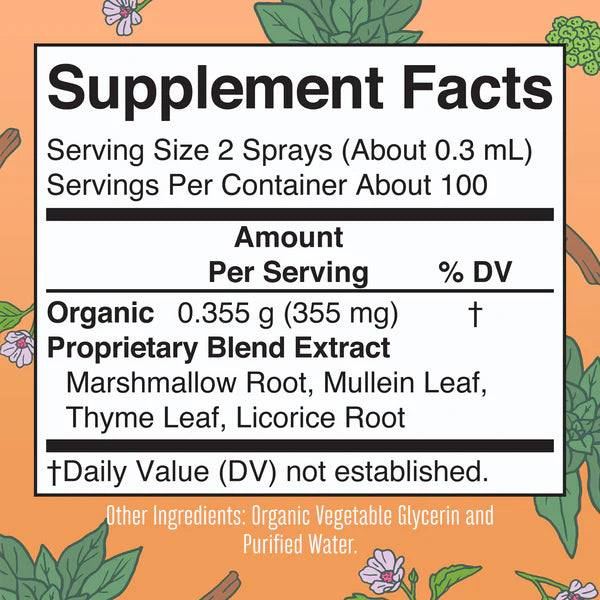Supplement facts label with herbal ingredients on a decorative background