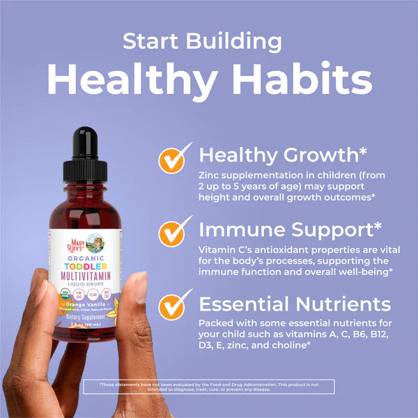 Hand holding a bottle of Multivitamin with text on a blue background