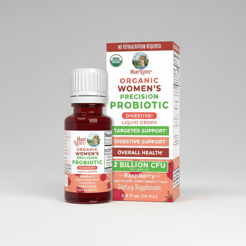 Mary Ruth's Organic Women's Precision Probiotic bottle and packaging on a white background