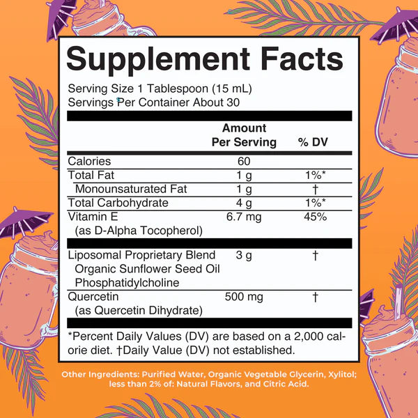 Supplement facts label with colorful background
