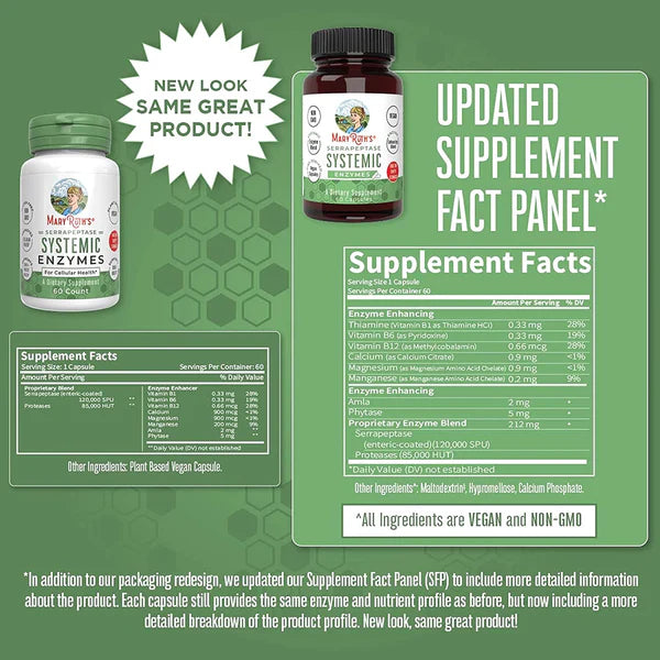 MaryRuth's Serrapeptase Systemic Enzymes 60 ct