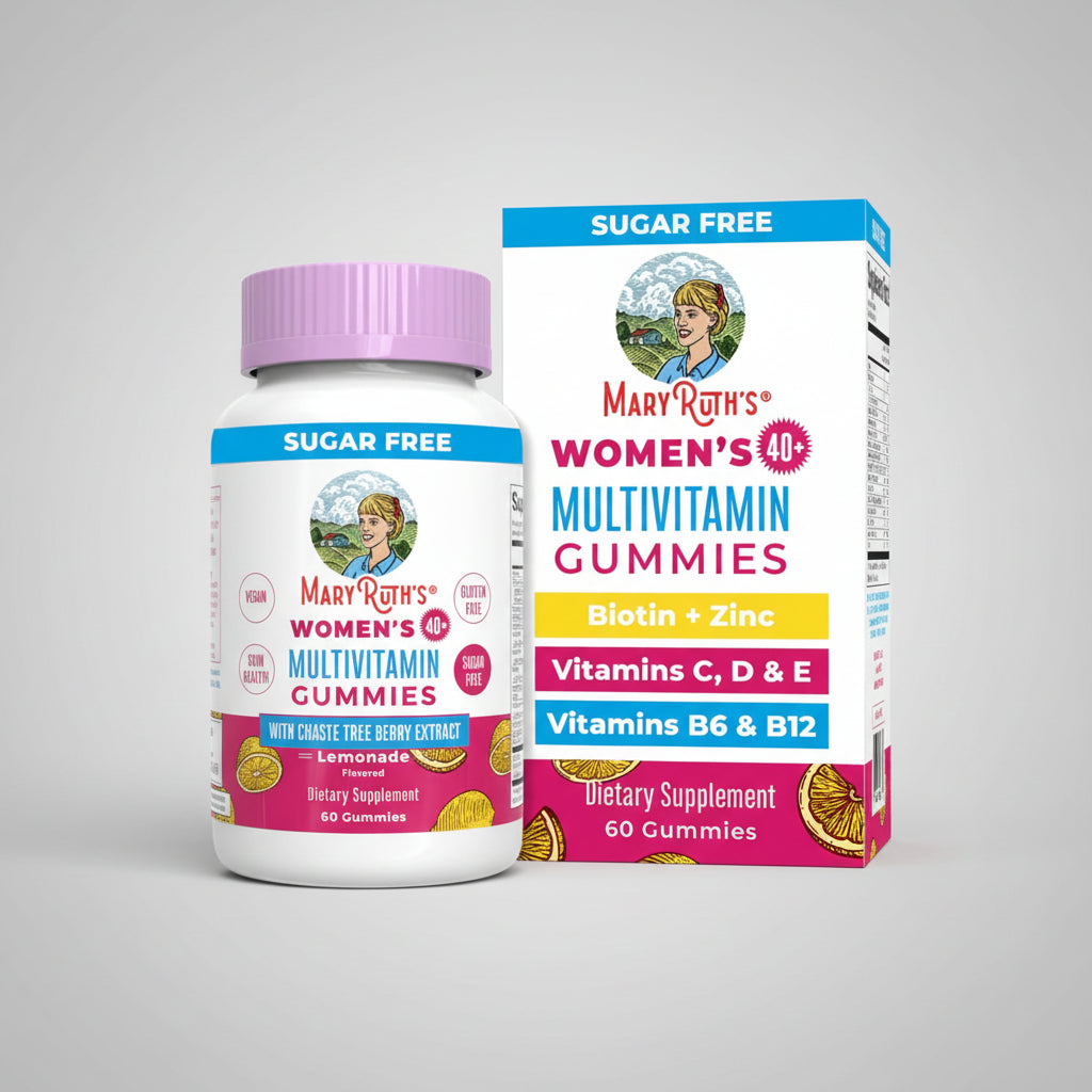 Mary Ruth's Women's Multivitamin Gummies bottle and packaging on a white background