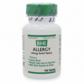 Bottle of BHI Allergy Relief Tablets on a white background