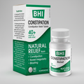 BHI Constipation Relief tablets packaging with bottle on a white background