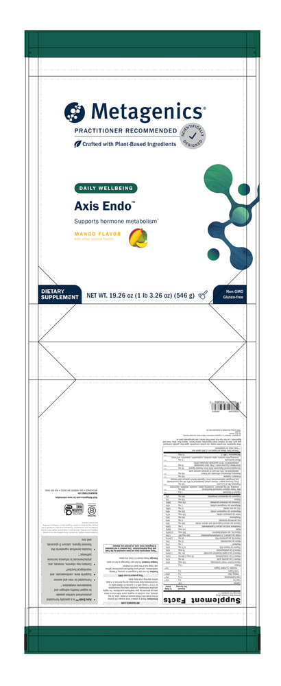 Metagenics Axis Endo supplement package with green and white design