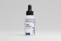 Metagenics BioSOM bottle with dropper on a gray background