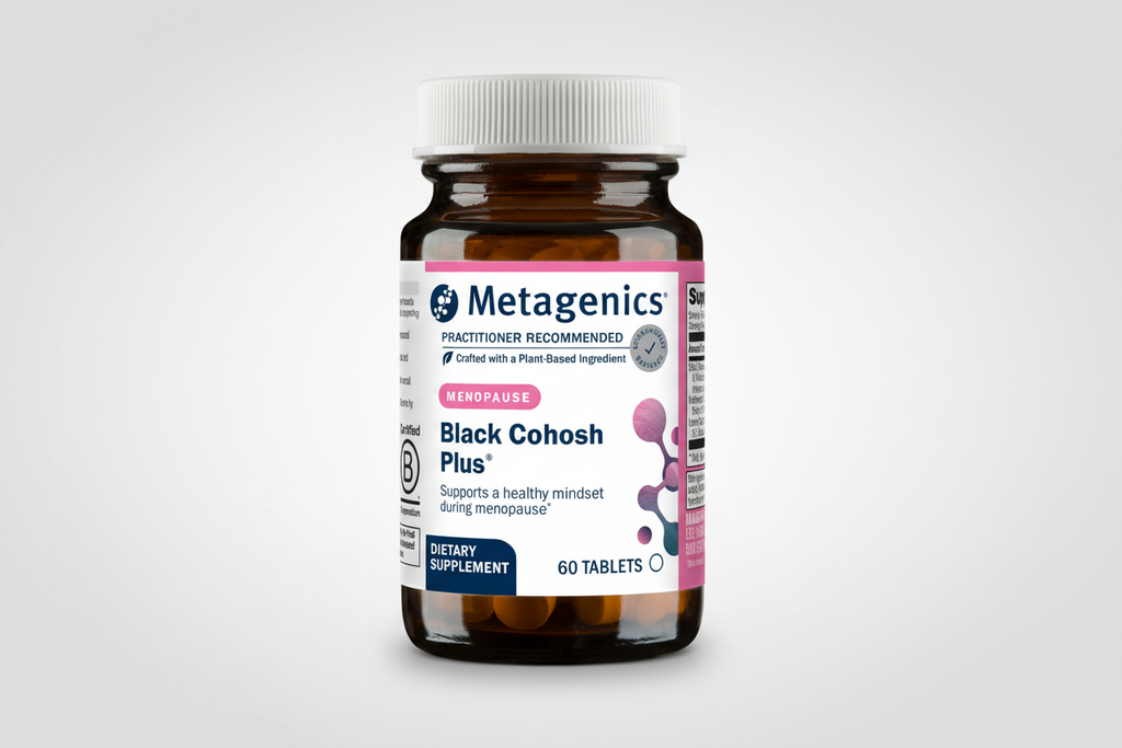 Metagenics Black Cohosh Plus dietary supplement bottle on a white background