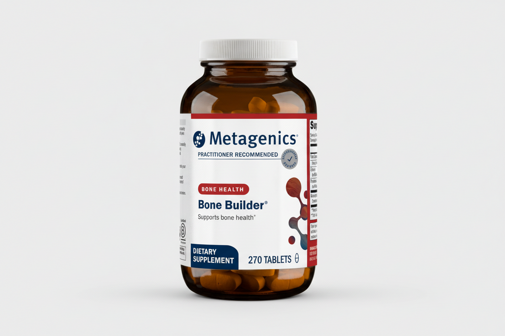 Metagenics Bone Builder dietary supplement bottle on a white background