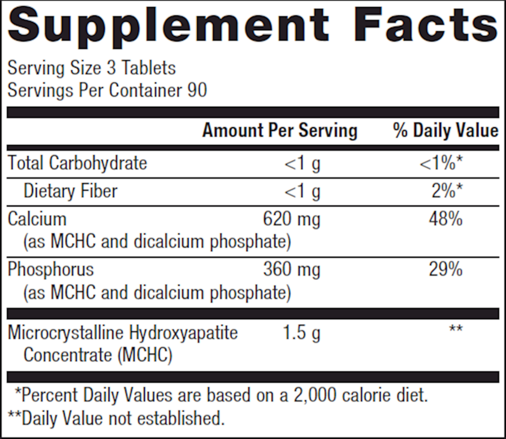 Supplement facts label with nutritional information on a white background