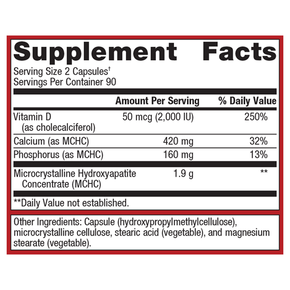 Supplement facts label with detailed nutritional information on a white background