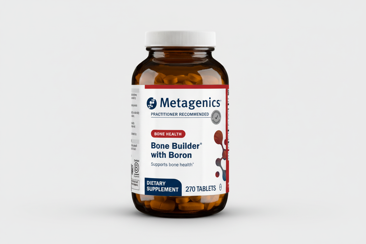Metagenics Bone Builder with Boron dietary supplement bottle on a white background