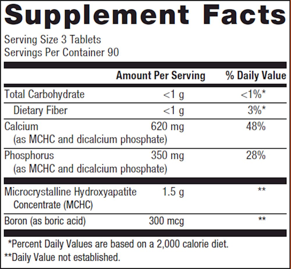 Supplement facts label with nutritional information on a white background