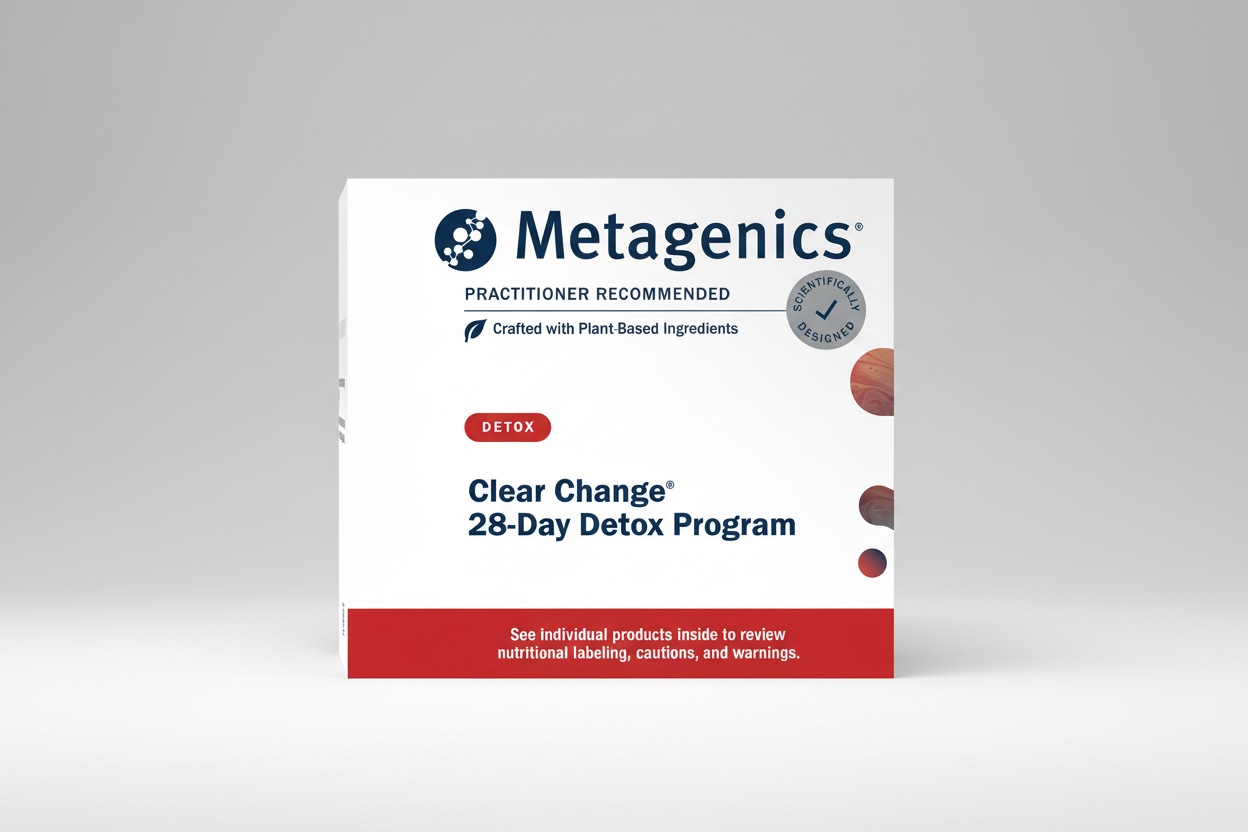 Metagenics Clear Change 28-Day Detox Program packaging on a white background