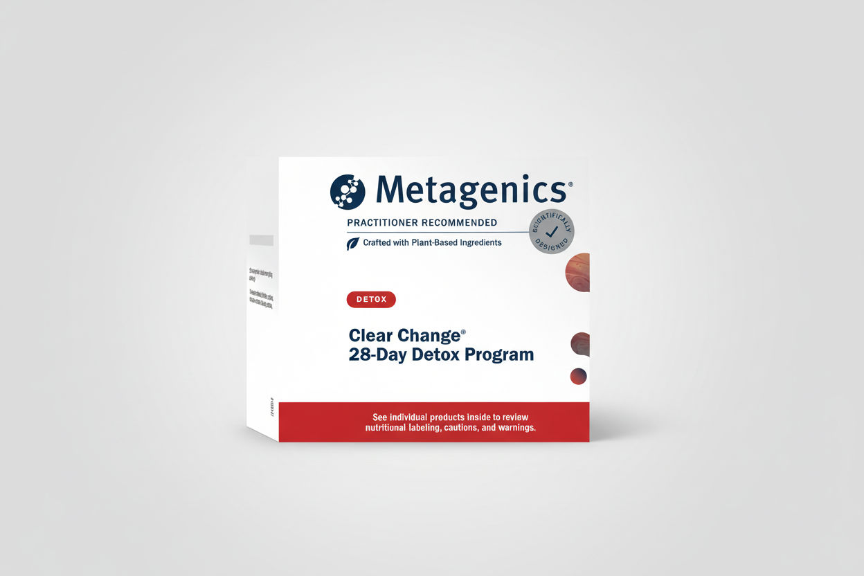 Metagenics Clear Change 29-Day Detox Program packaging on a white background