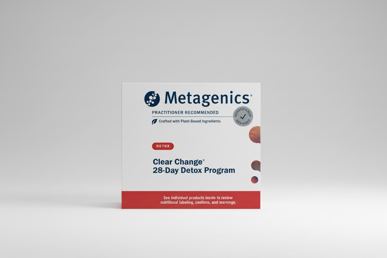 Metagenics 28-Day Detox Program package on a gray background