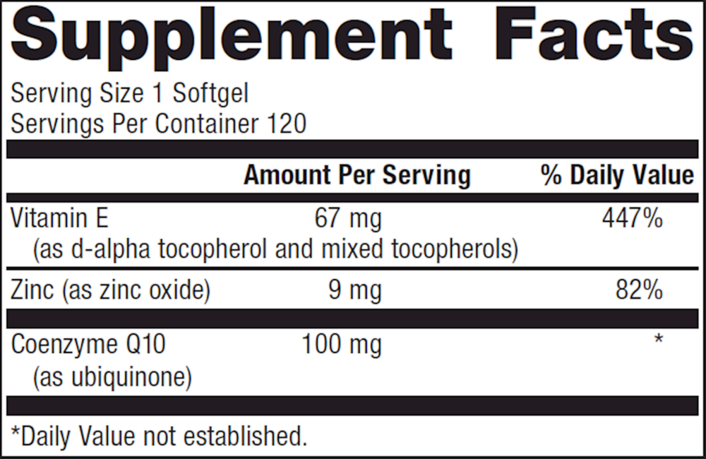 Supplement facts label with vitamins and minerals on a white background