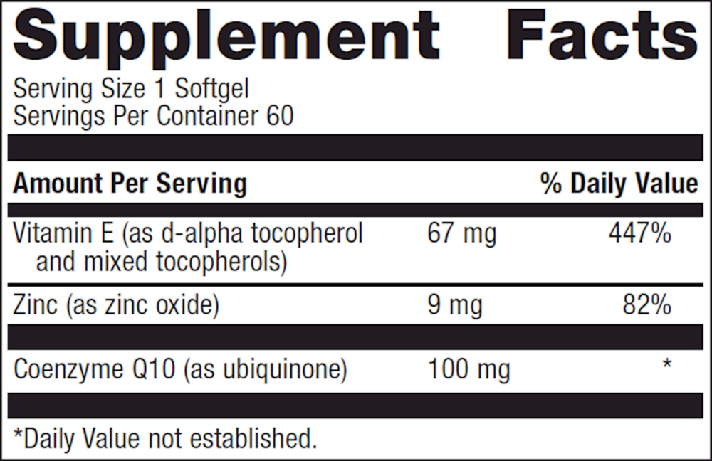 Supplement facts label with vitamins and minerals on a white background