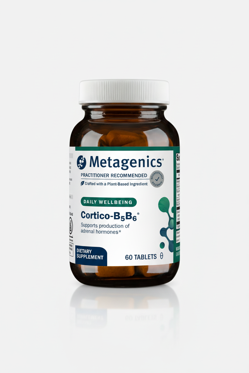 Metagenics supplement bottle on a white background
