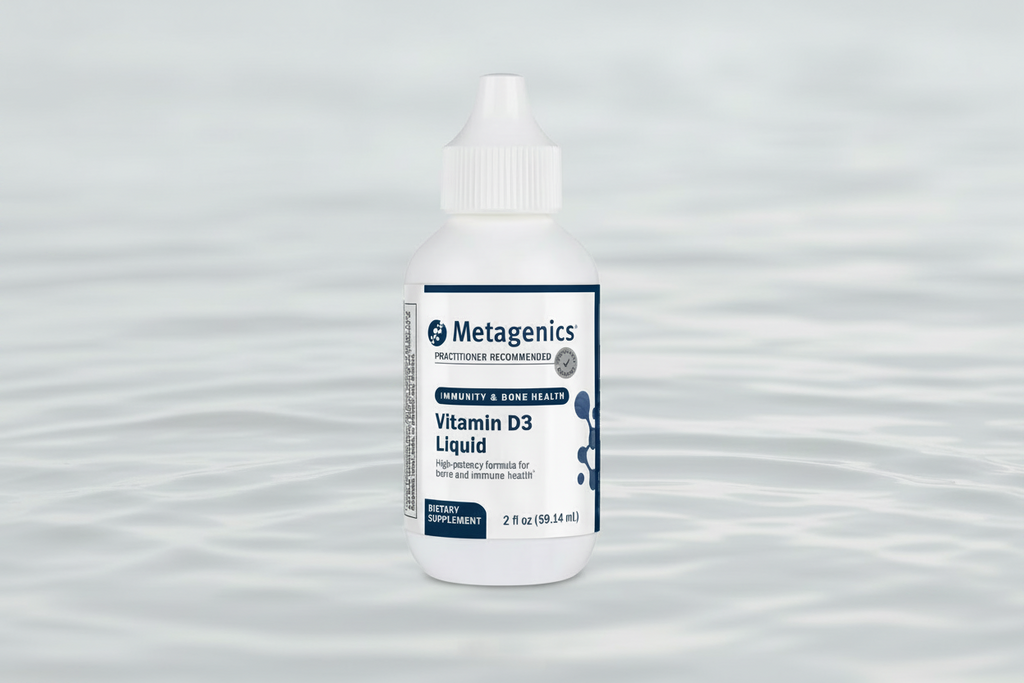Metagenics Vitamin D3 Liquid supplement bottle on a white background