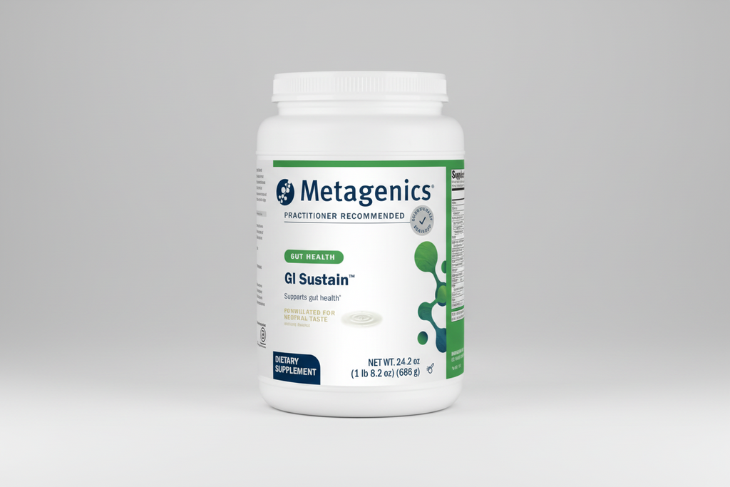 Metagenics GI Sustain dietary supplement container on a white background