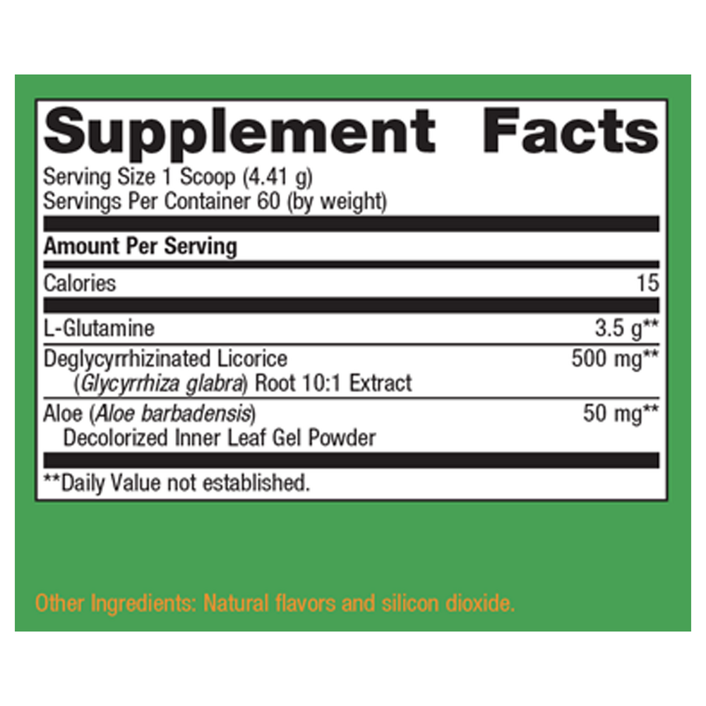 Supplement facts label with green border