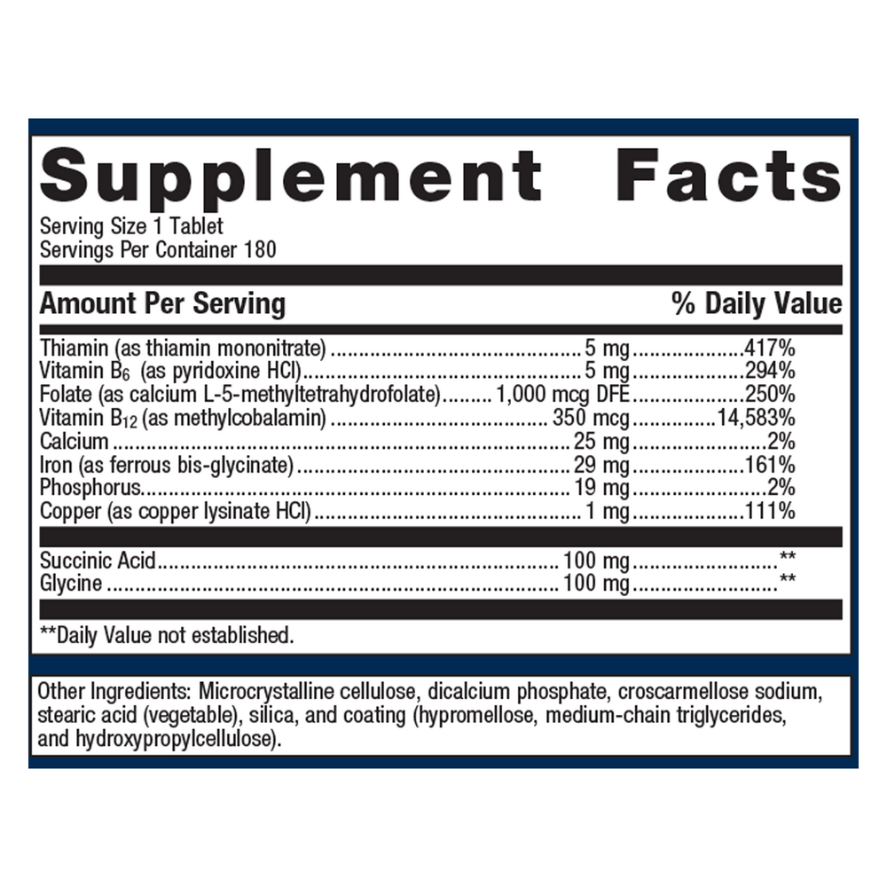 Supplement facts label with detailed nutritional information on a white background