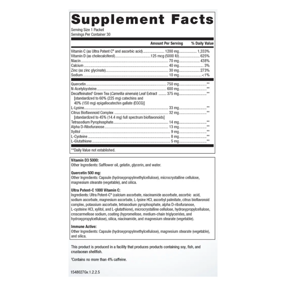 Supplement facts label with detailed nutritional information on a white background