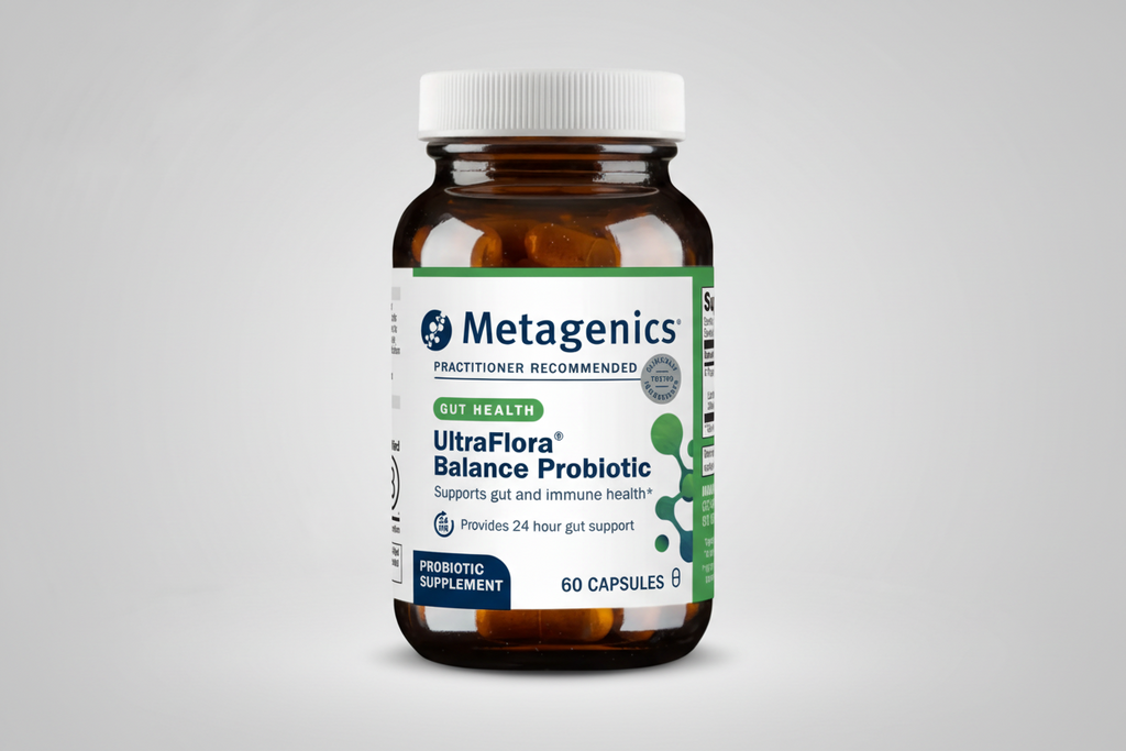 Metagenics UltraFlora Balance Probiotic bottle on a white background