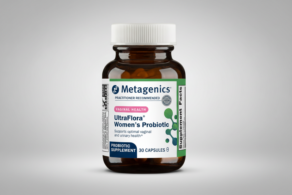 Metagenics UltraFlora Women's Probiotic bottle on a white background