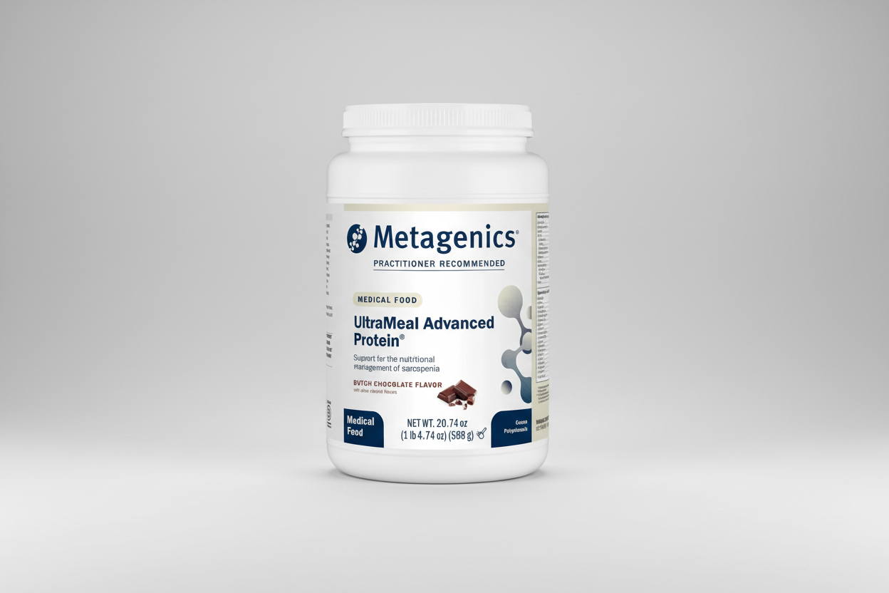 Metagenics UltraMeal Advanced Protein container on a white background