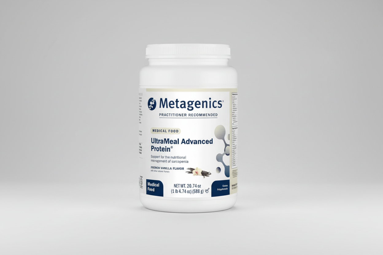 Metagenics UltraMeal Advanced Protein container on a white background